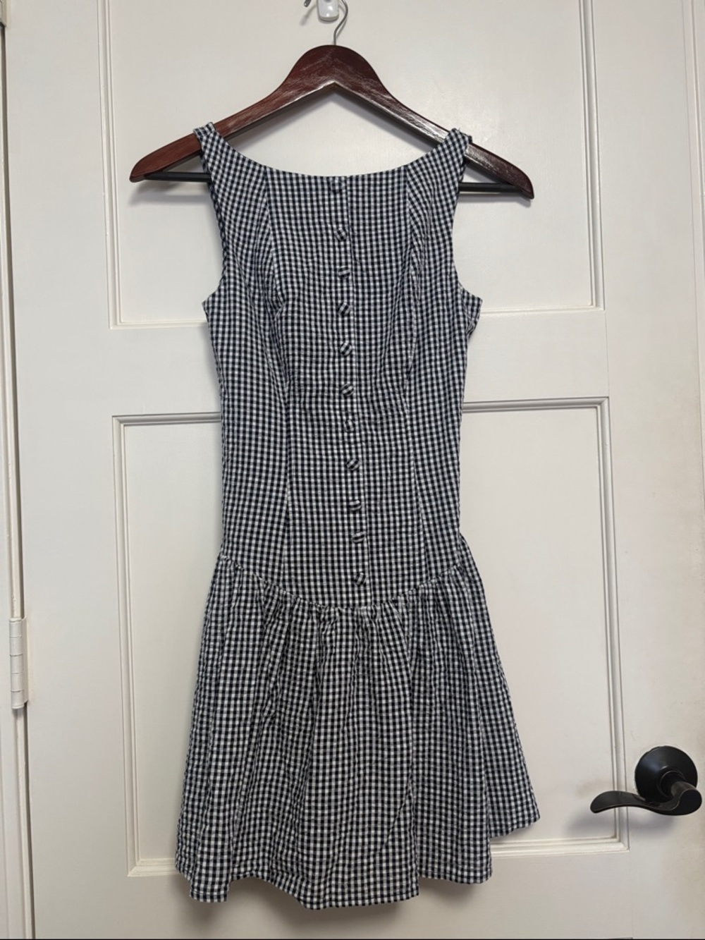 Wild fable XXS Gingham Button-Front Sleeveless Mini Dress - Black & White